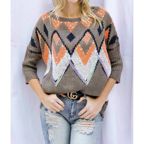Davi & Dani Sequin American Flag Patch Short Sleeve Knit Top main image 1